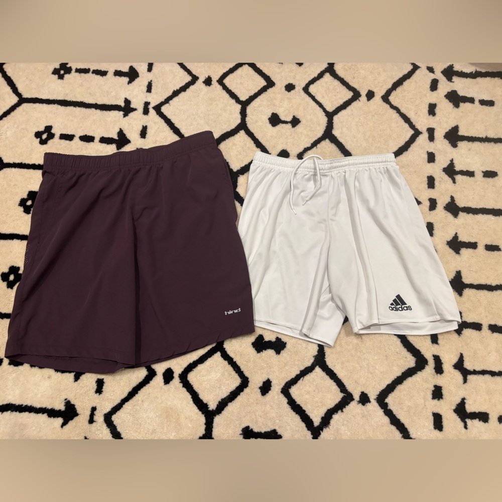 Adidas Classic White Athletic Shorts and Hind plum athletic shorts